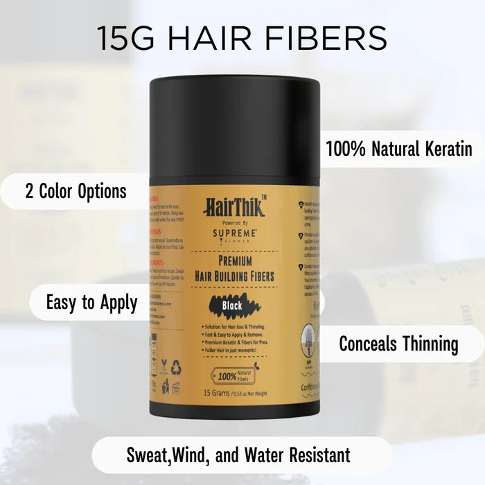HairThik Black Hair Fibers - 15 Grams
