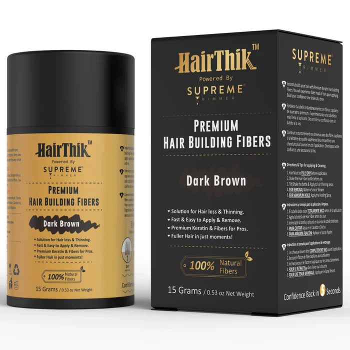 HairThik Dark Brown Hair Fibers - 15 Grams