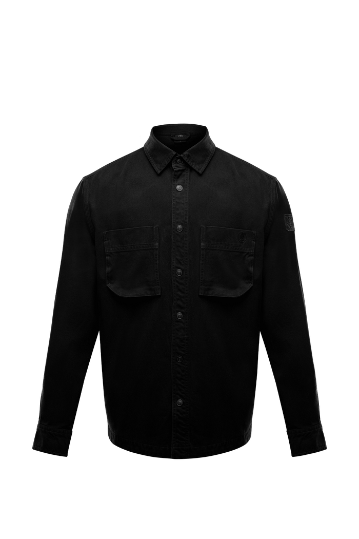 SM Cut of Out Heavy Twill Overshirt In Black (GM)