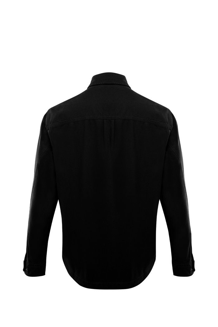 SM Cut of Out Heavy Twill Overshirt In Black (GM)