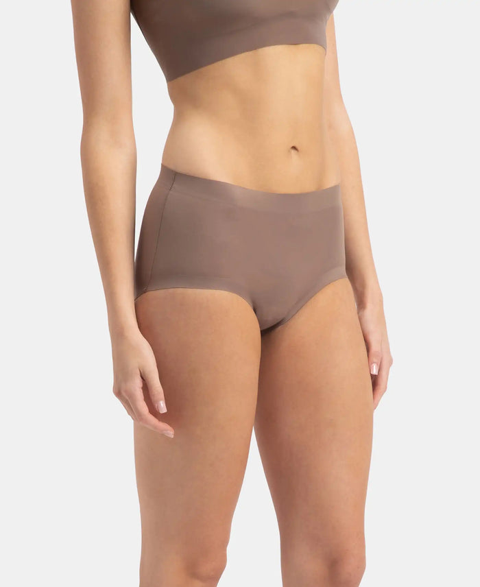 High Coverage Soft Touch Microfiber Elastane Stretch Full Brief with No Visible Pantyline - Deep Taupe