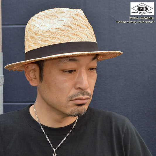 HIGHER "HO25002" Pattern Weaving Raffia Fedora