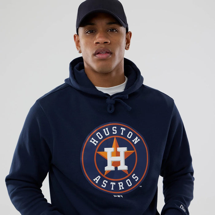 The Male model is wearing Houston Astros MLB Dark Blue Pullover Hoodie 3