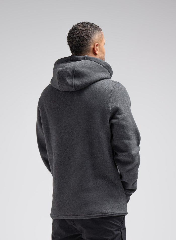 Dj Is 6ft 4" And Wears Size: Xl | Hem Studio Image Of Model Wearing Insignia Hoody In Grey (SS Model)