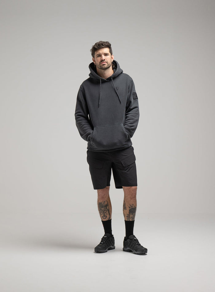 Studio Image Of Insignia Hoody Washed In Grey (SS Model)