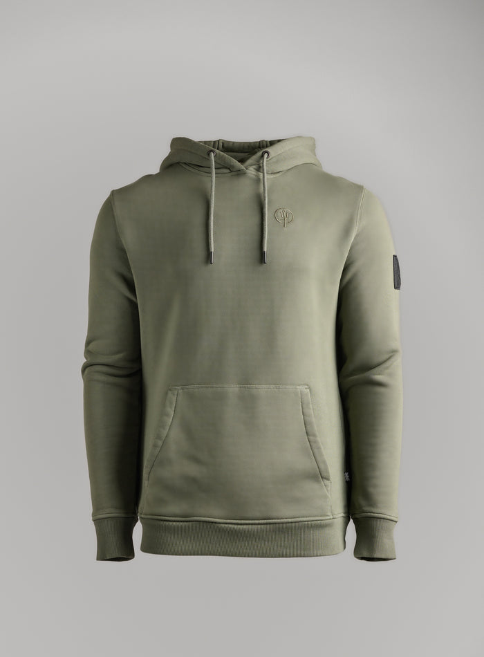Cut Out Image of Insignia Hoody Washed In Khaki (GM)