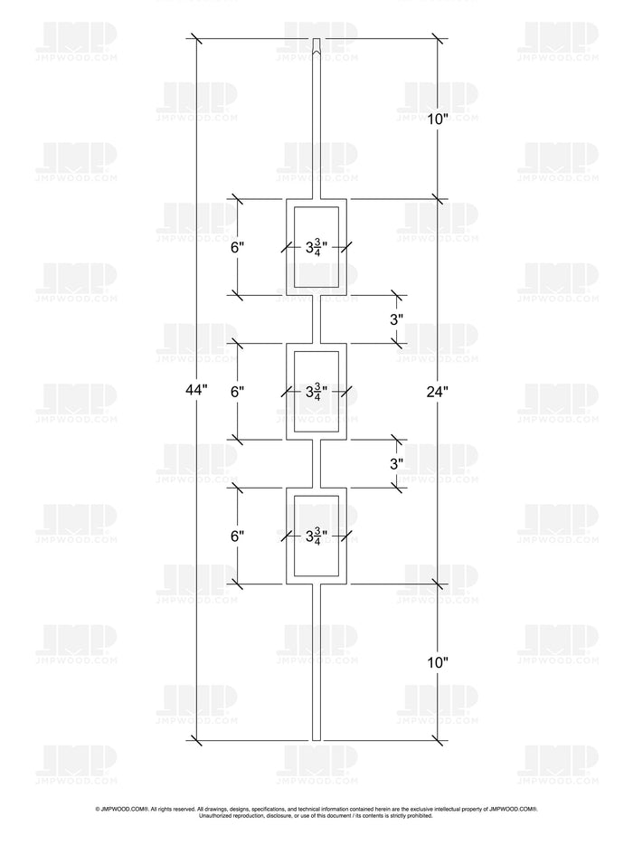 Iron Baluster 9094 - 1/2" Square - Triple Rectangle