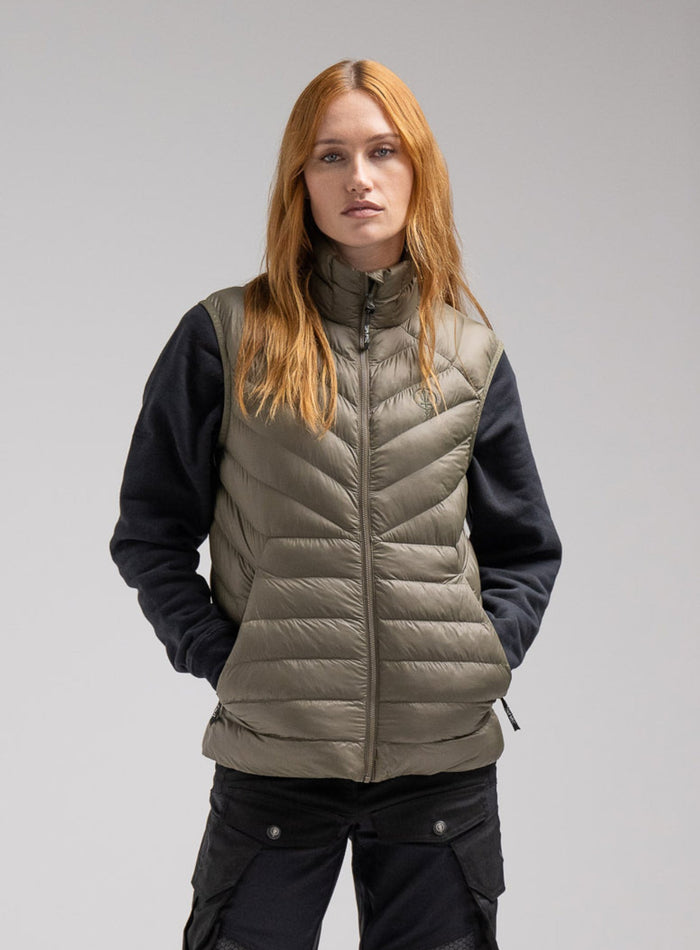 Studio Image Of Ithax Gilet Womens In Olive Green (SS Model)