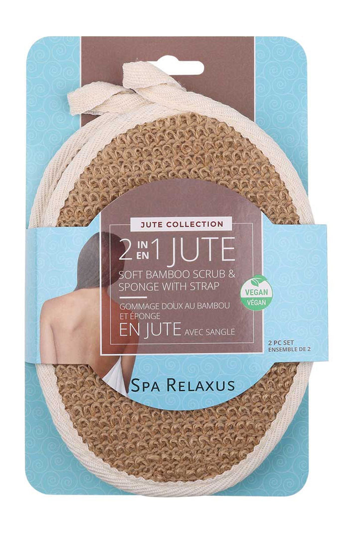 Jute and Bamboo Bath Sponge with Strap