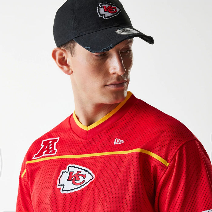The Male model is wearing Kansas City Chiefs NFL Mesh Red Jersey 4