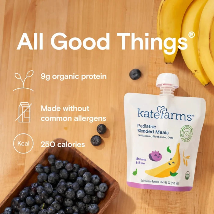 Kate Farms Pediatric Blended Meals, Banana & Blueberry, CS/12 - 811112030775-Case - LL Medico