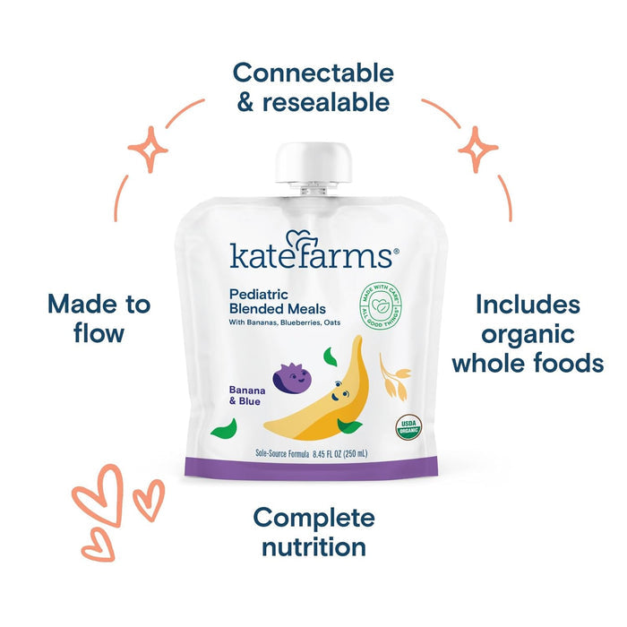 Kate Farms Pediatric Blended Meals, Banana & Blueberry, CS/12 - 811112030775-Case - LL Medico