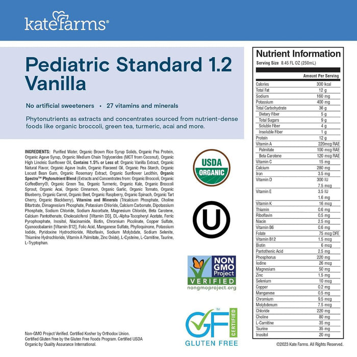Kate Farms Pediatric Standard Formula 1.2, Vanilla - 851823006997-Single - LL Medico
