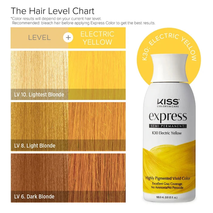 KISS Express Semi-Permanent Hair Color - K30 Electric Yellow