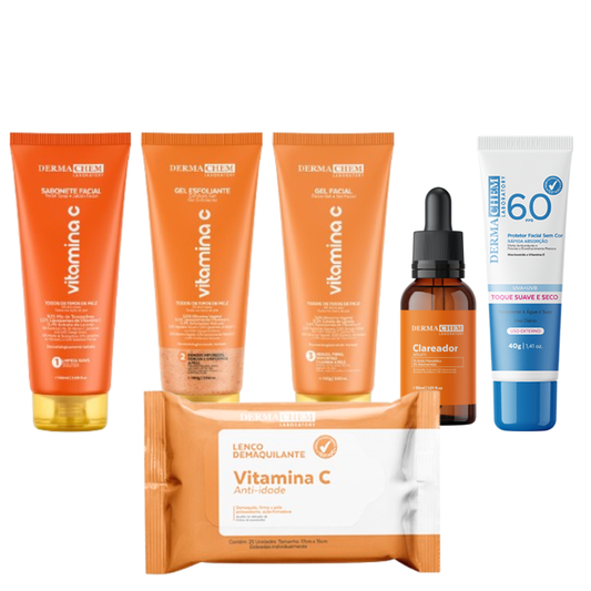 Kit Anti Melasma Vitamina C Anti-Idade + Sérum Clareador + Protetor Solar FPS60 Dermachem