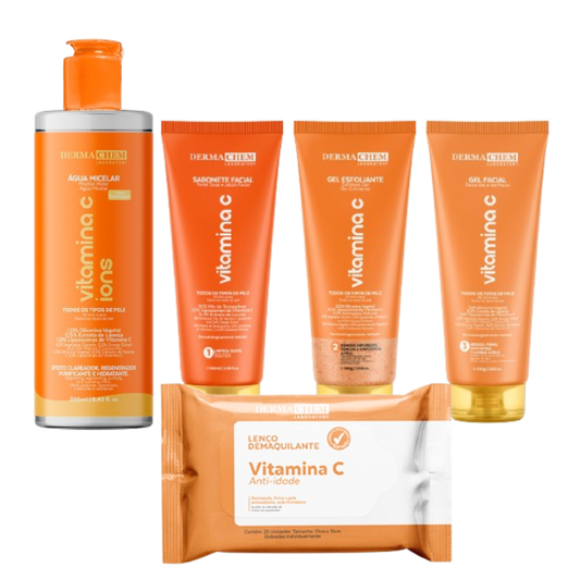 Kit Rotina Intermediária Anti Idade  Vitamina C com Água Micelar - Dermachem