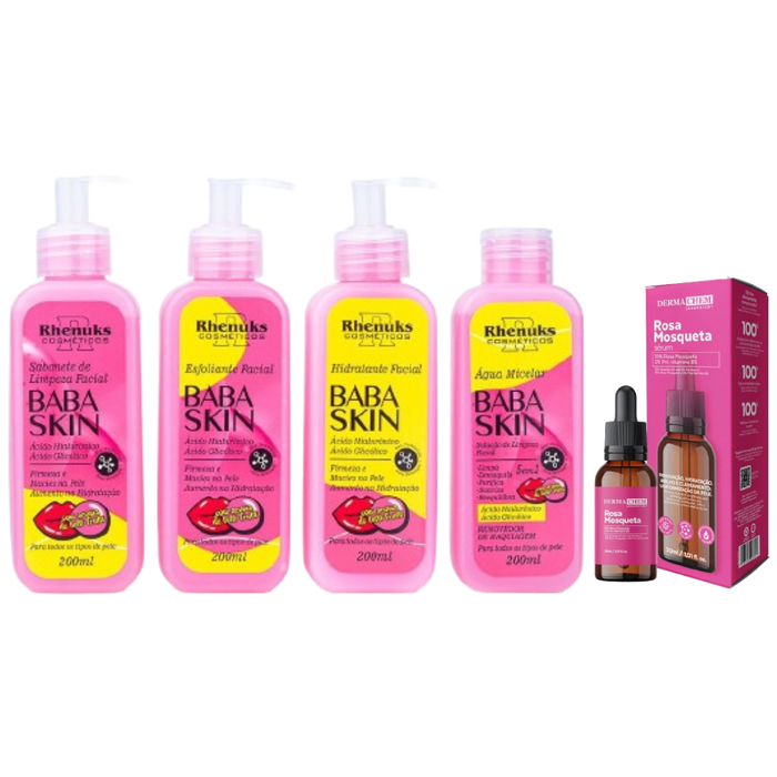 Kit SkinCare Baba Skin Rhenuks Cosméticos + Sérum Rosa Mosqueta Dermachem