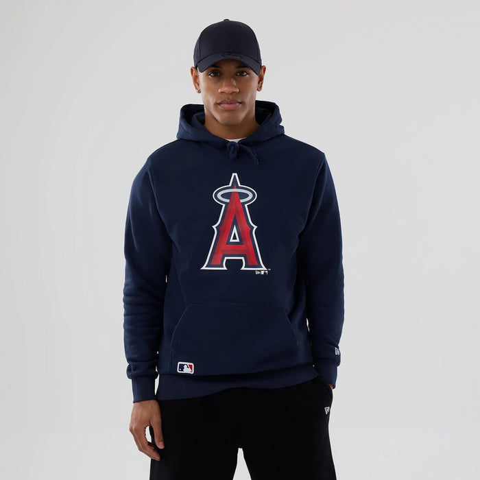 The Male model is wearing LA Angels MLB Dark Blue Pullover Hoodie 1