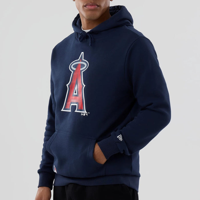 The Male model is wearing LA Angels MLB Dark Blue Pullover Hoodie 3