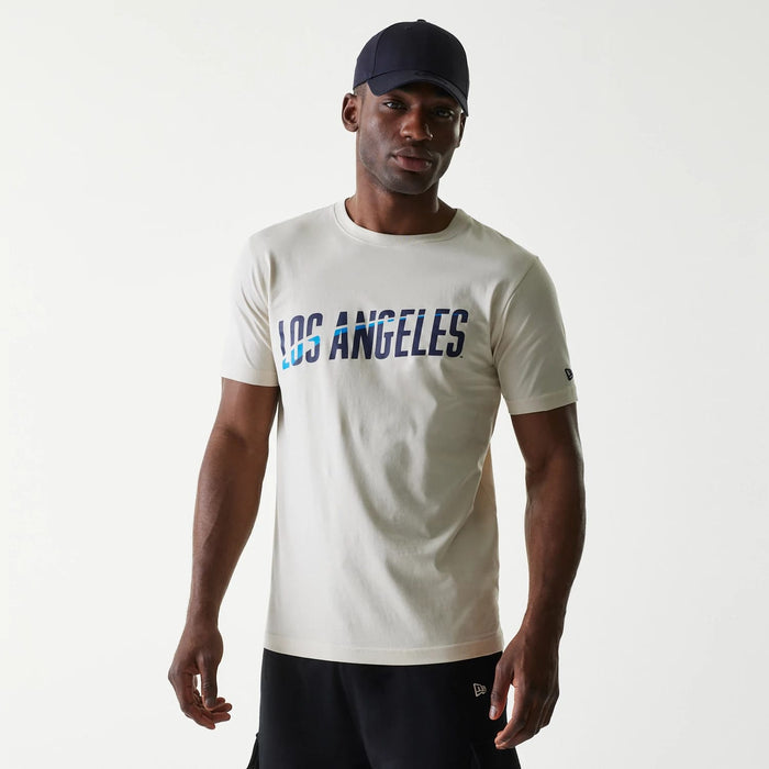 The Male model is wearing LA Dodgers MLB City Connect Cream T-Shirt 1