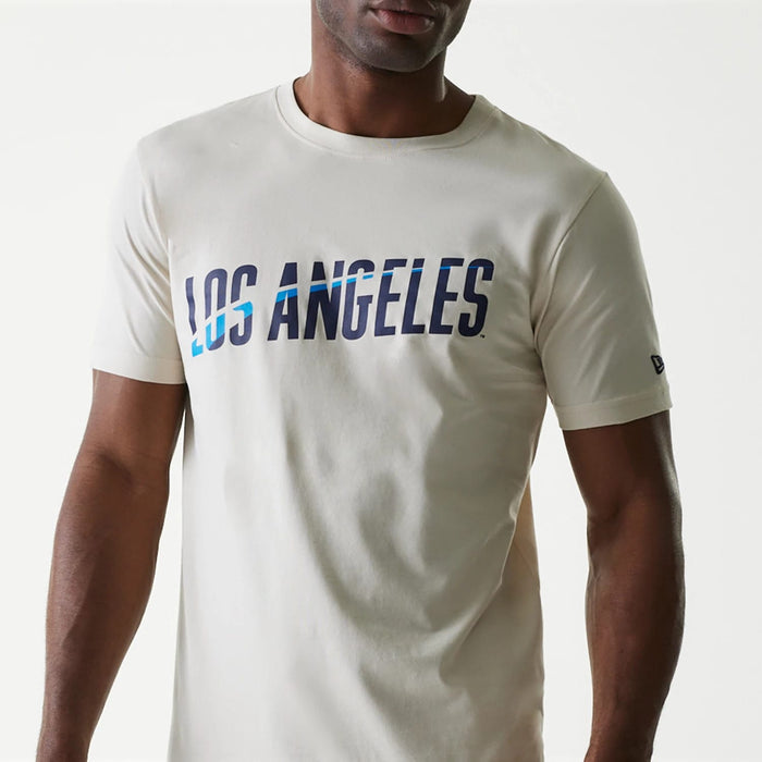 The Male model is wearing LA Dodgers MLB City Connect Cream T-Shirt 4