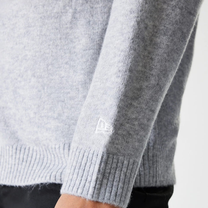 The Female model is wearing LA Dodgers Womens MLB Knit Grey Crew Neck Sweater 7