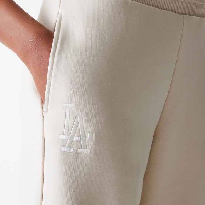 The Female model is wearing LA Dodgers Womens MLB Tonal Light Beige Straight Leg Joggers 3