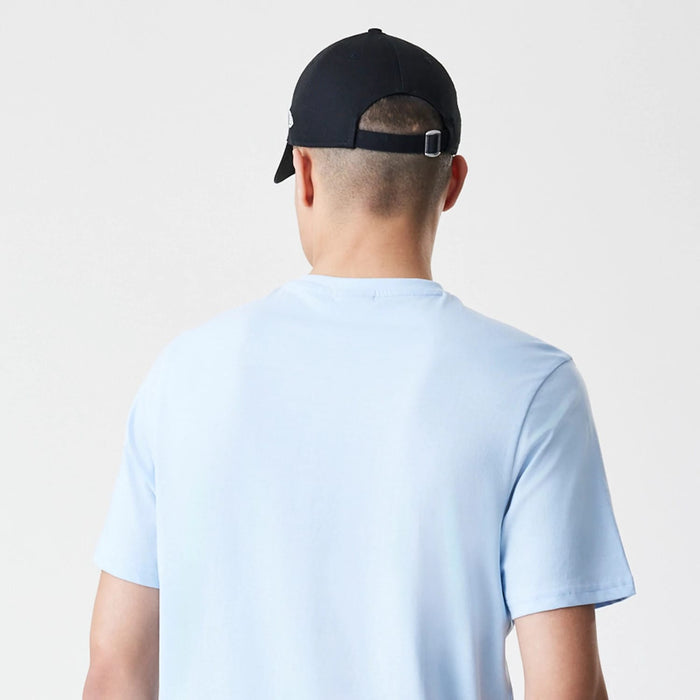 The Male model is wearing LA Lakers NBA Bubble Wordmark Pastel Blue T-Shirt 7