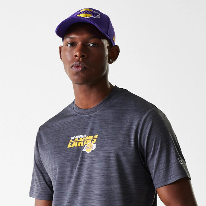 The Male model is wearing LA Lakers NBA Essentials Black T-Shirt 6