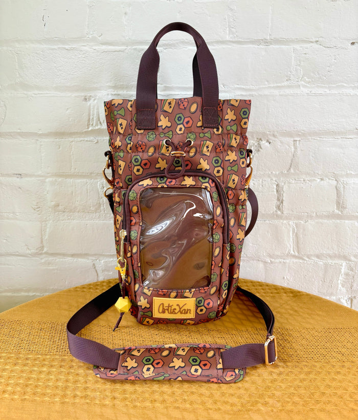 Large Brown Game Ita Water Bottle Bag with Fidget Zipper Pull