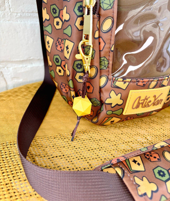 Large Brown Game Ita Water Bottle Bag with Fidget Zipper Pull