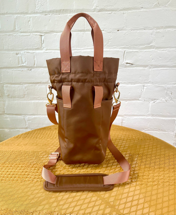 Large Brown Ita Water Bottle Bag with Fidget Zipper Pull
