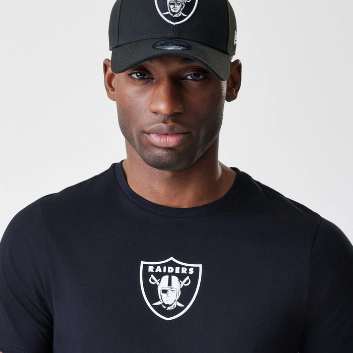 The Male model is wearing Las Vegas Raiders NFL Logo Black T-Shirt 4