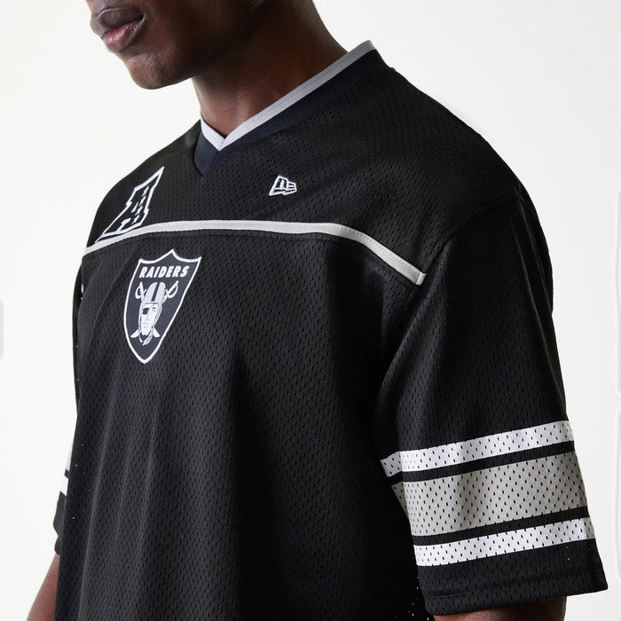 The Male model is wearing Las Vegas Raiders NFL Mesh Black Jersey 6