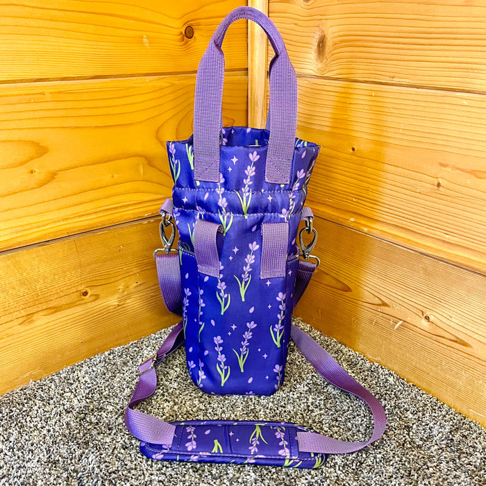 Lavender Water Bottle Bag with Fidget Zipper Pull