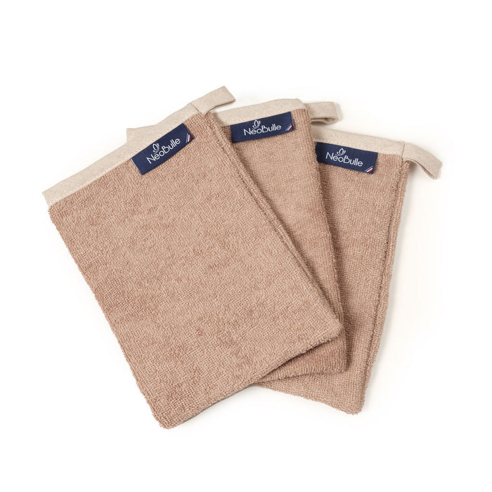Lot de 3 gants de toilette reversibles