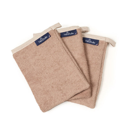 Lot de 3 gants de toilette reversibles