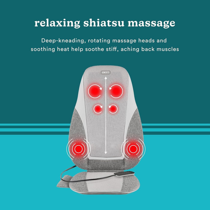 Massage Cushion with Heat HoMedics Shiatsu Pro 5 5/16 X 17 1/2 X 24 1/2" - MCS-382HJ-Single - LL Medico