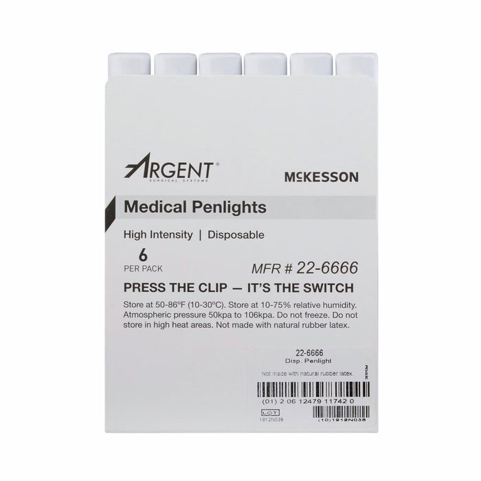 McKesson Disposable Penlight, White Light, 4.5" - 22-6666-Single - LL Medico