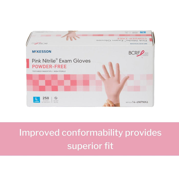 McKesson Pink Nitrile Exam Gloves, Powder-Free - 14-6NPNK2-Box - LL Medico