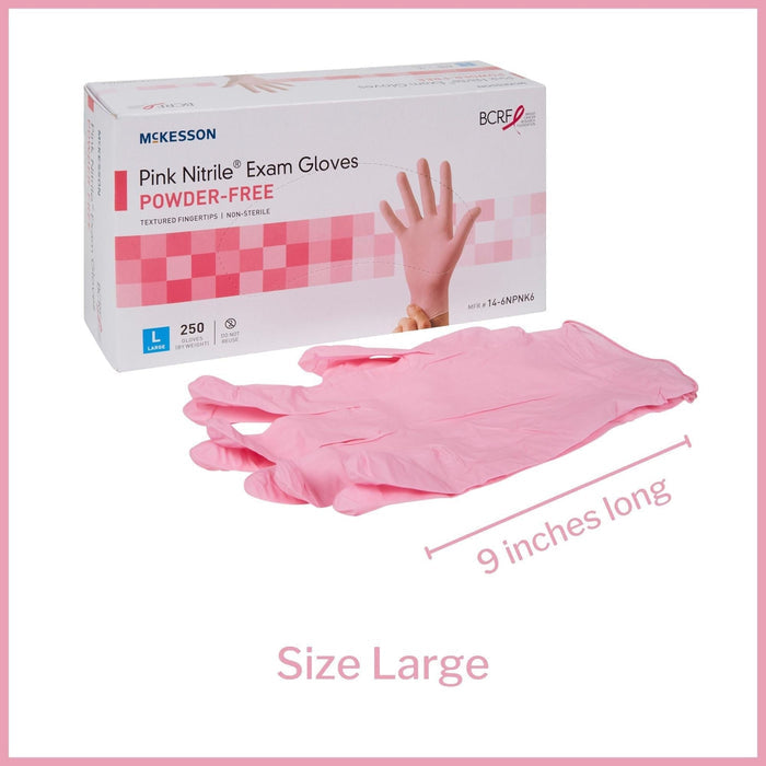 McKesson Pink Nitrile Exam Gloves, Powder-Free - 14-6NPNK2-Box - LL Medico