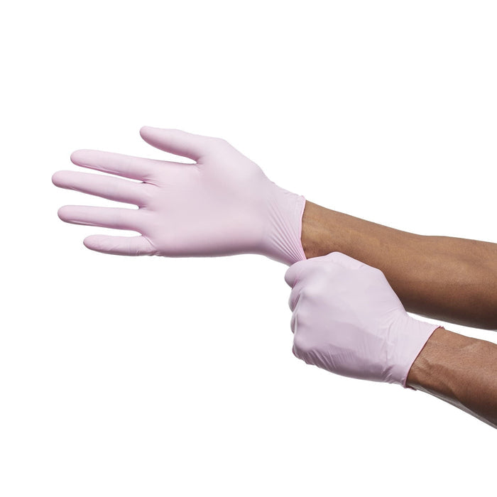 McKesson Pink Nitrile Exam Gloves, Powder-Free - 14-6NPNK2-Box - LL Medico