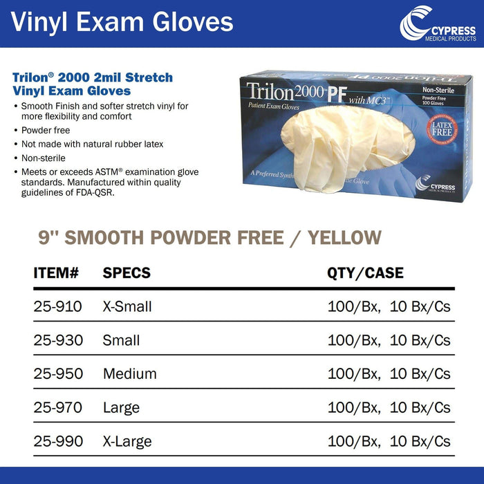 McKesson Trilon 2000 PF with MC3 Stretch Vinyl Exam Glove - 25-950-Box - LL Medico