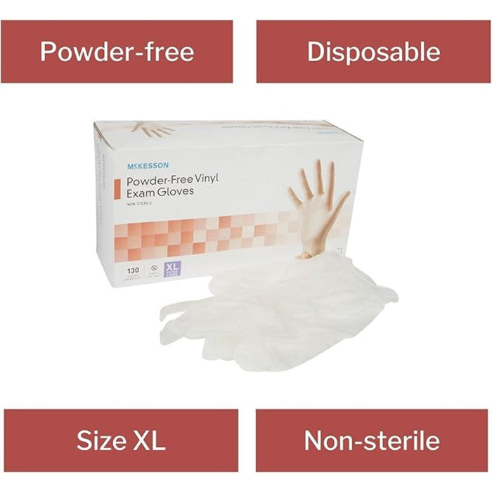 McKesson Vinyl Exam Gloves, Powder-Free, Extra Large - 14-170-Box - LL Medico