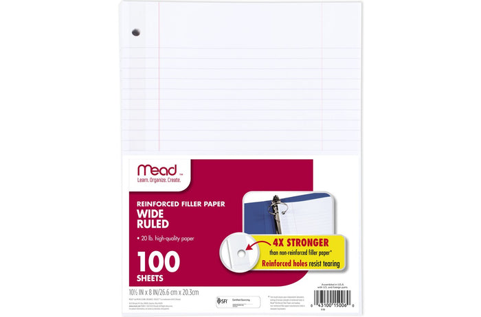 Mead Reinforced College Ruled Filler Paper, 100 Sheets - Office R Us Lagos