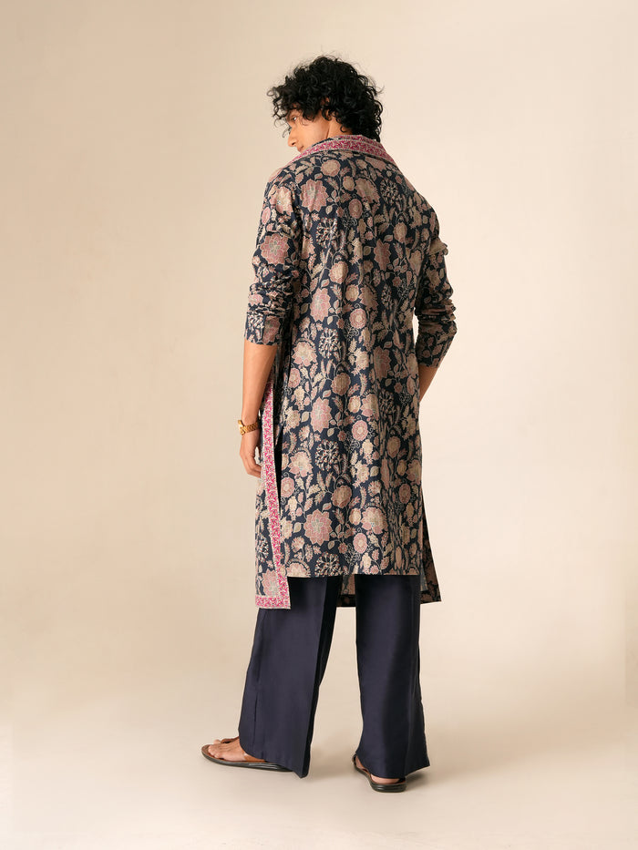 Men Blue Cotton Print Dupatta