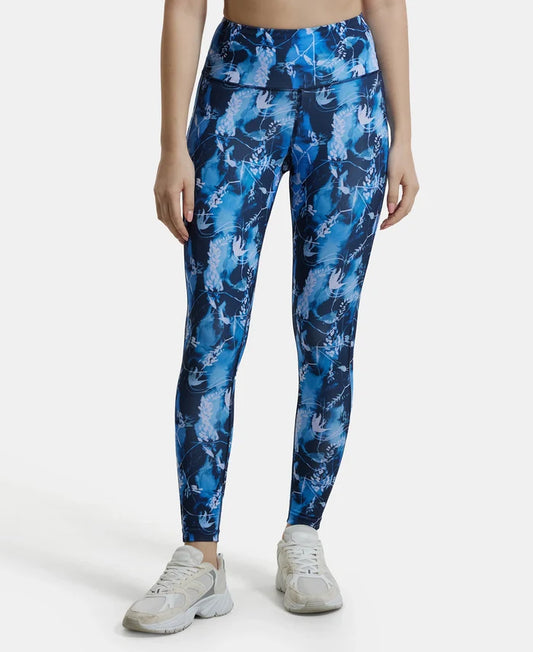 Microfiber Elastane Performance 7/8th Leggings with Broadwaistband & Back Pocket - Sky Captain Printed-1