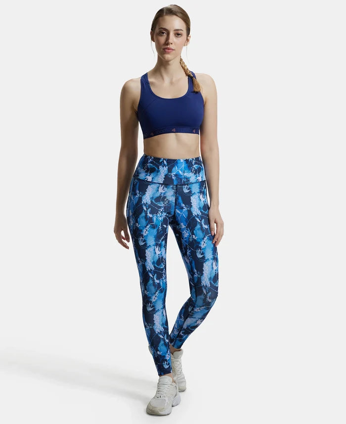 Microfiber Elastane Performance 7/8th Leggings with Broadwaistband & Back Pocket - Sky Captain Printed-4