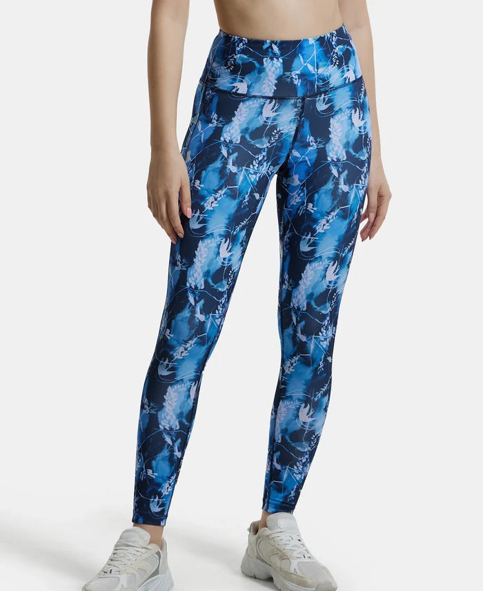 Microfiber Elastane Performance 7/8th Leggings with Broadwaistband & Back Pocket - Sky Captain Printed-5