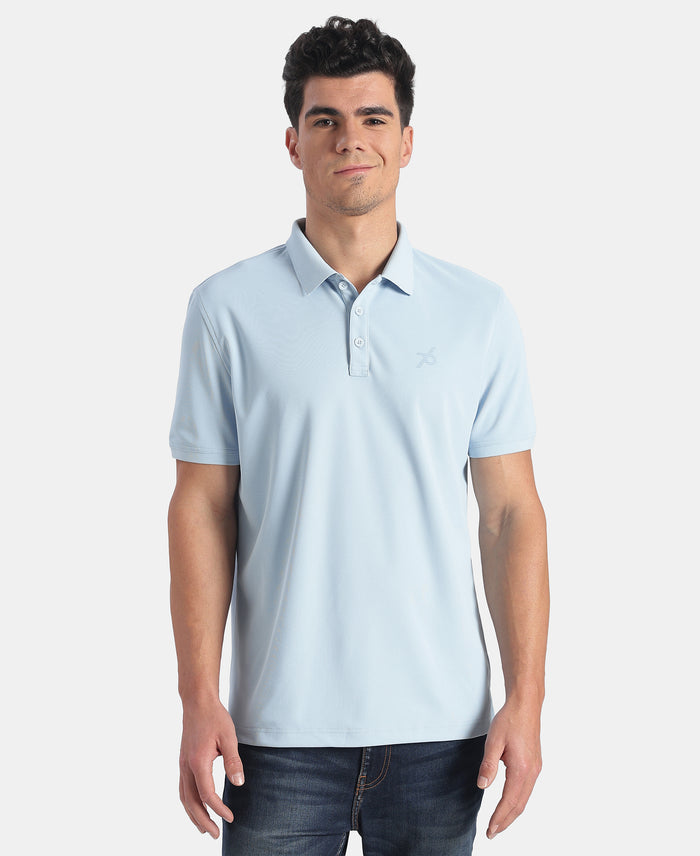 Microfiber Fabric Solid Half Sleeve Polo Tshirt with StayDry & StayFresh Technology - Ice Blue
